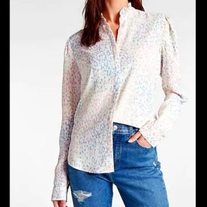 Express ruffle neck petals portofino shirt